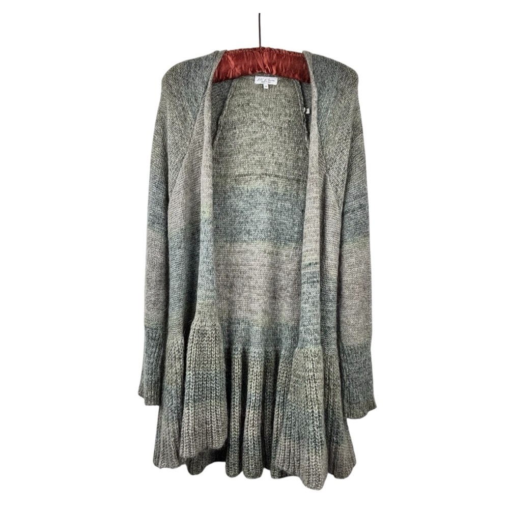 Fili Di Lana Ruffle Hem Open Front Cardigan Made in Italy Size S Oversized Relax